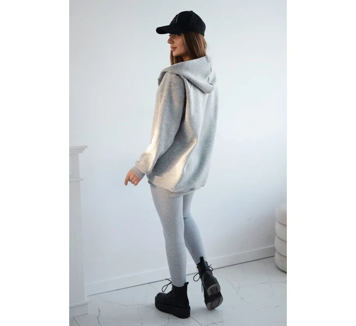 Súprava mikiny, topu a legín 3 v 1 sivá