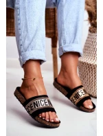 Klapki Na Korku Z Cyrkoniami Czarno-Złote Be Nice