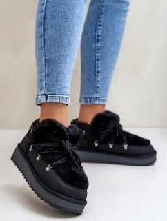 Niskie Śniegowce Na Platformie Z Futerkiem D.Franklin DFSH370011 Czarne