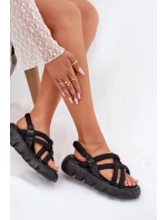 Dámské sandály na platformě se pásky černé model 21696142 - Boto Dámské sandály na platformě se pásky černé model 21696142 - Boto