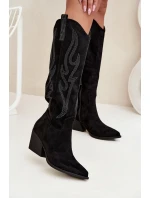 Dámské Boty S Dekorací Na Podpatku Černé model 21704704 - Boto