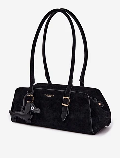 Kabelka z imitace semiše s přívěskem černá model 22111600 - Flora&Co