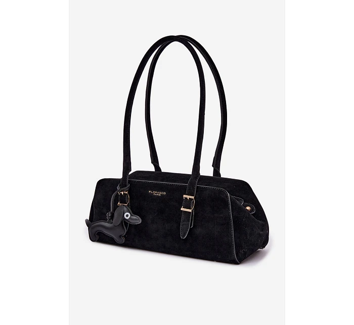 Kabelka z imitace semiše s přívěskem černá model 22111600 - Flora&Co