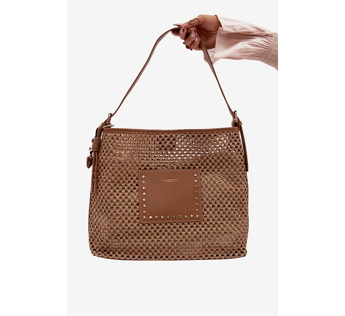 Kabelka s Pletením a Světle hnědá model 22111686 - Flora&Co