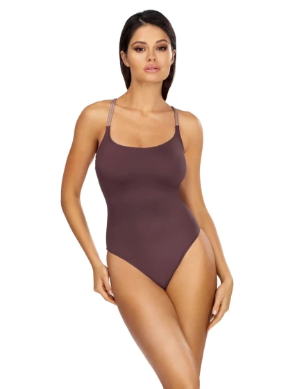 Dámske jednodielne plavky L4424/1 hnedo-fialová - LORIN Dámske jednodielne plavky L4424/1 hnedo-fialová - LORIN