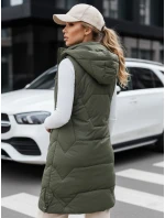 Dámská dlouhá prošívaná zelená vesta Dstreet model 21993347 - FashionStreet