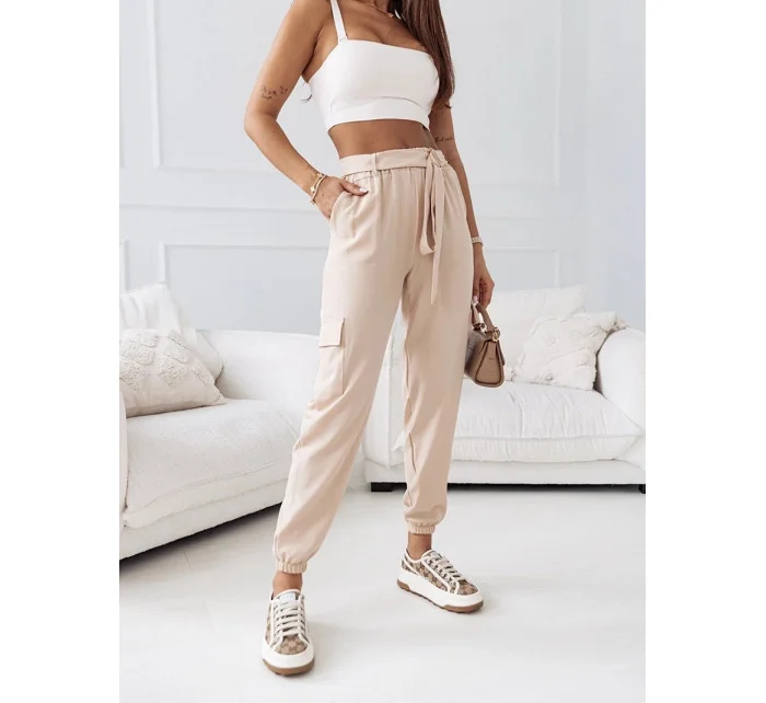 Béžové dámské kalhoty model 19813385 - Moon Béžové dámské kalhoty model 19813385 - Moon