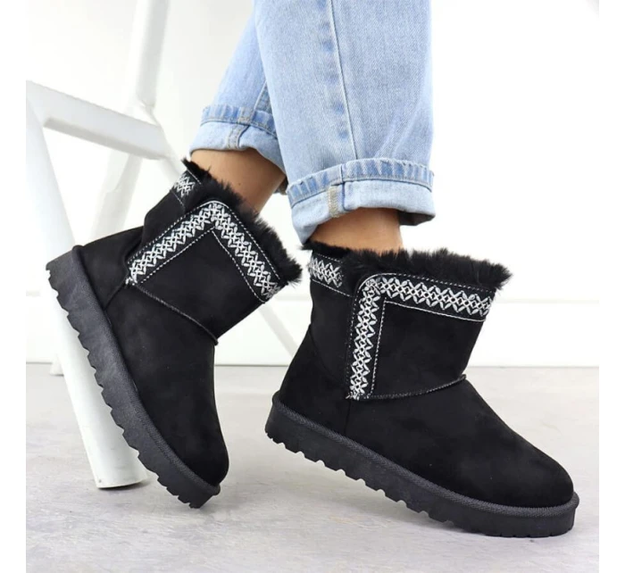 Dámske semišové snehové topánky čierne Potocki 06303