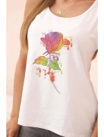 Dámská bavlněná halenka na ramínkách s květinovým potiskem bílá