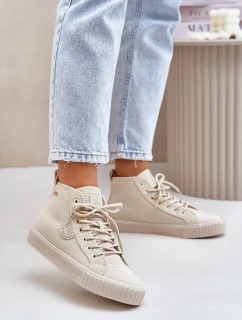 Ocieplane Sztruksowe Trampki Damskie Big Star OO274771 Hi-Poly System Beżowe