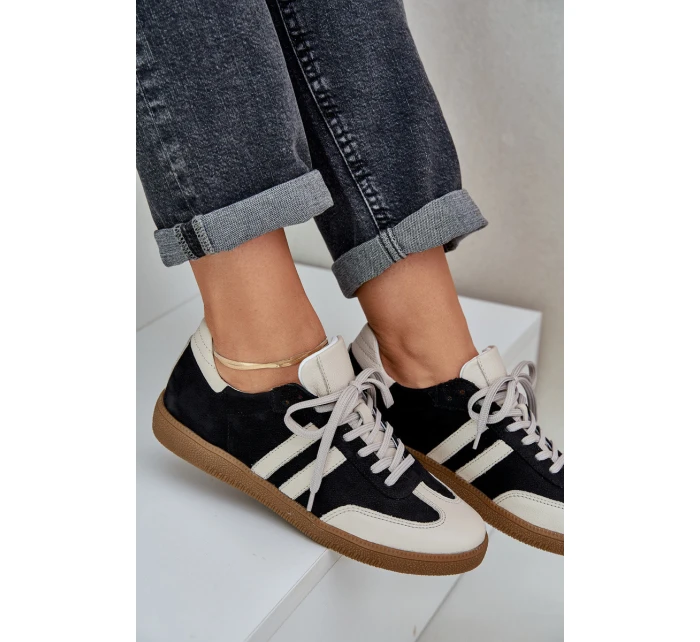 model 21684270 Kožené Nízké Tenisky Dámské Černé - Zazoo