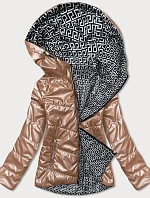 Svetlo hnedá dámska obojstranná bunda s kapucňou (B9793-46)