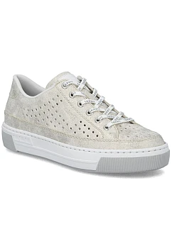 Dámske pohodlné mäkké béžové šnurovacie topánky Rieker L8849-60