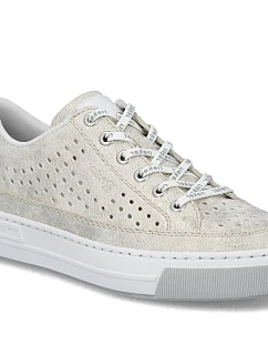 Dámske pohodlné mäkké béžové šnurovacie topánky Rieker L8849-60