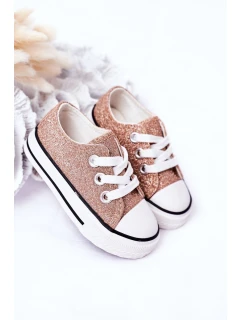 Dziecięce Brokatowe Trampki Różowe Złoto Bling-Bling