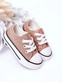Dziecięce Brokatowe Trampki Różowe Złoto Bling-Bling