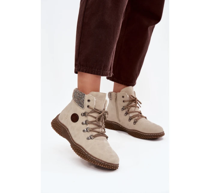 Ocieplane Botki Trapery Damskie Jasnobeżowe Zenaya Ocieplane Botki Trapery Damskie Jasnobeżowe Zenaya