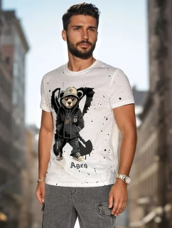 Pánske biele tričko s potlačou FashionStreet RX5656