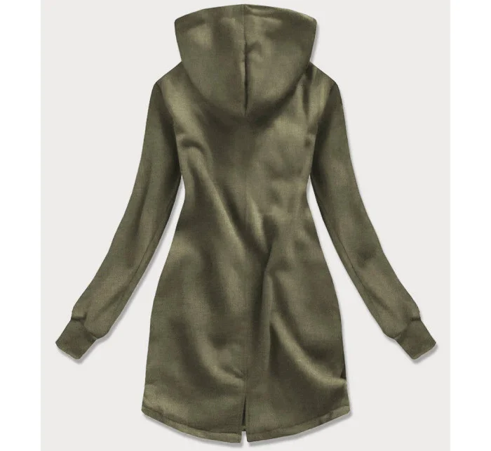 Khaki-čierna dámska dlhá mikina s kapucňou (532)