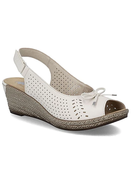 Rieker 624H1-60 dámske kožené sandále na platforme s mašľou