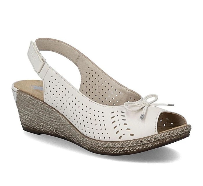 Rieker 624H1-60 dámske kožené sandále na platforme s mašľou