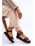 Damskie Wygodne Sandały Na Platformie Big Star LL274870 Czarne