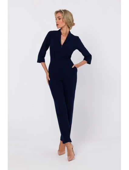 model 18863383 Kombinéza se šálovým límcem tmavě modrá - Moe