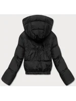 Čierna prechodná krátka bunda s kapucňou (16M9080-392)