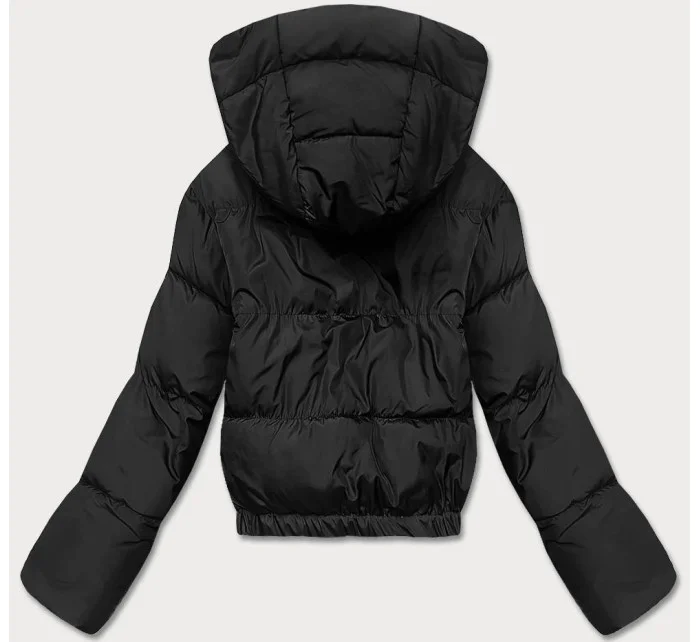 Čierna prechodná krátka bunda s kapucňou (16M9080-392)