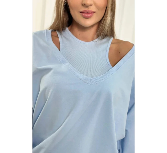 model 18752910 set mikina + top + legíny modrá - K-Fashion model 18752910 set mikina + top + legíny modrá - K-Fashion