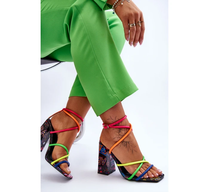 Modne Sandały Na Obcasie Multikolor Josette Modne Sandały Na Obcasie Multikolor Josette