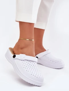 Piankowe Klapki Chodaki Damskie Białe Faylina