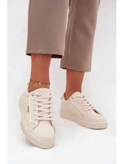Damskie Sneakersy Z Eko Skóry Big Star SS274027 Beżowo-Złote