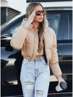Dámská krátká zimní bunda s kapucí béžová Dstreet model 21994247 - FashionStreet