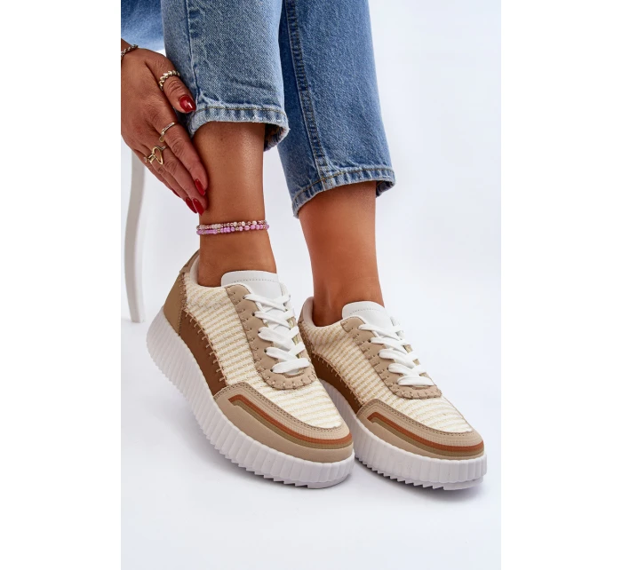 Dámské tenisky na platformě béžové model 21650631 - Boto