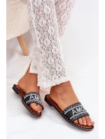 Klapki Damskie Na Płaskim Obcasie Ze Zdobieniem Amore Czarne Avelina Klapki Damskie Na Płaskim Obcasie Ze Zdobieniem Amore Czarne Avelina