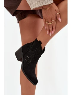 Botki Damskie Ażurowe Na Obcasie S.Barski HY52-529 Czarne