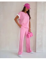 Ružová dámska športová súprava s kontrastnými vložkami (VE99)