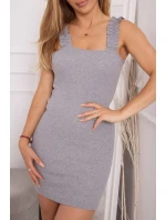 Šaty bez ramienok s volánikom šedej Šaty bez ramienok s volánikom šedej