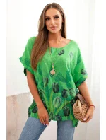 Dámská bavlněná košile s květinovým vzorem zelený Dámská bavlněná košile s květinovým vzorem zelený