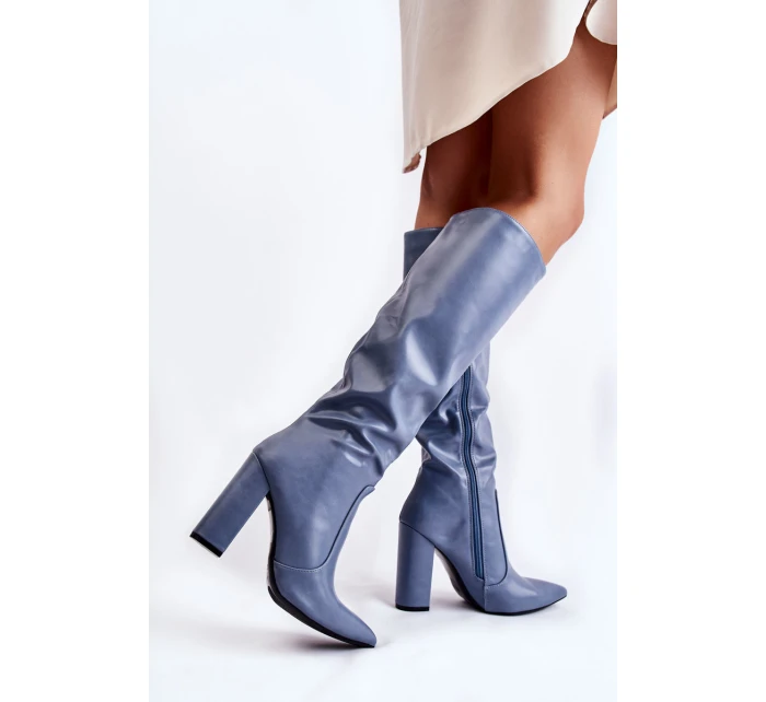 Klasyczne Kozaki Na Słupku Niebieskie Mayra