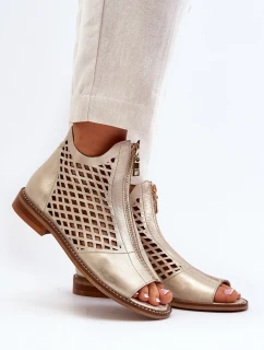 Kožené Sandály Na Zip Zlaté model 21651385 - Zazoo