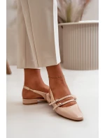 Lakierowane Baleriny Z Paskami Na Niskim Obcasie Beżowe Bialettia Lakierowane Baleriny Z Paskami Na Niskim Obcasie Beżowe Bialettia