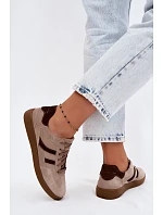 Kožené Semišové Dámské Tenisky Zazoo N1176S2 Tmavě Béžové