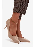 Umelé kožené podpätky Suede Beige Tropessa