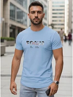 Tshirt męski z napisem bawełniany błękitny model 22316044 - FashionStreet Tshirt męski z napisem bawełniany błękitny model 22316044 - FashionStreet