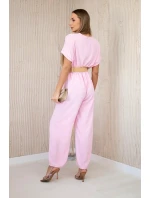Kombinéza s ozdobným opaskom candy pink Kombinéza s ozdobným opaskom candy pink