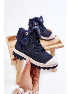 Wysokie Dziecięce Trampki Wiązane Granatowe Tobby