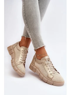 Damskie Skórzane Półbuty Maciejka 05850-22 Jasnobeżowe
