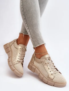 Damskie Skórzane Półbuty Maciejka 05850-22 Jasnobeżowe